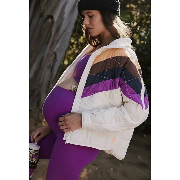 FP Movement Hatch Pippa Maternity Jacket WMNs XS Ivory Stripe Full Zip OB2025522 - Picture 3 of 16